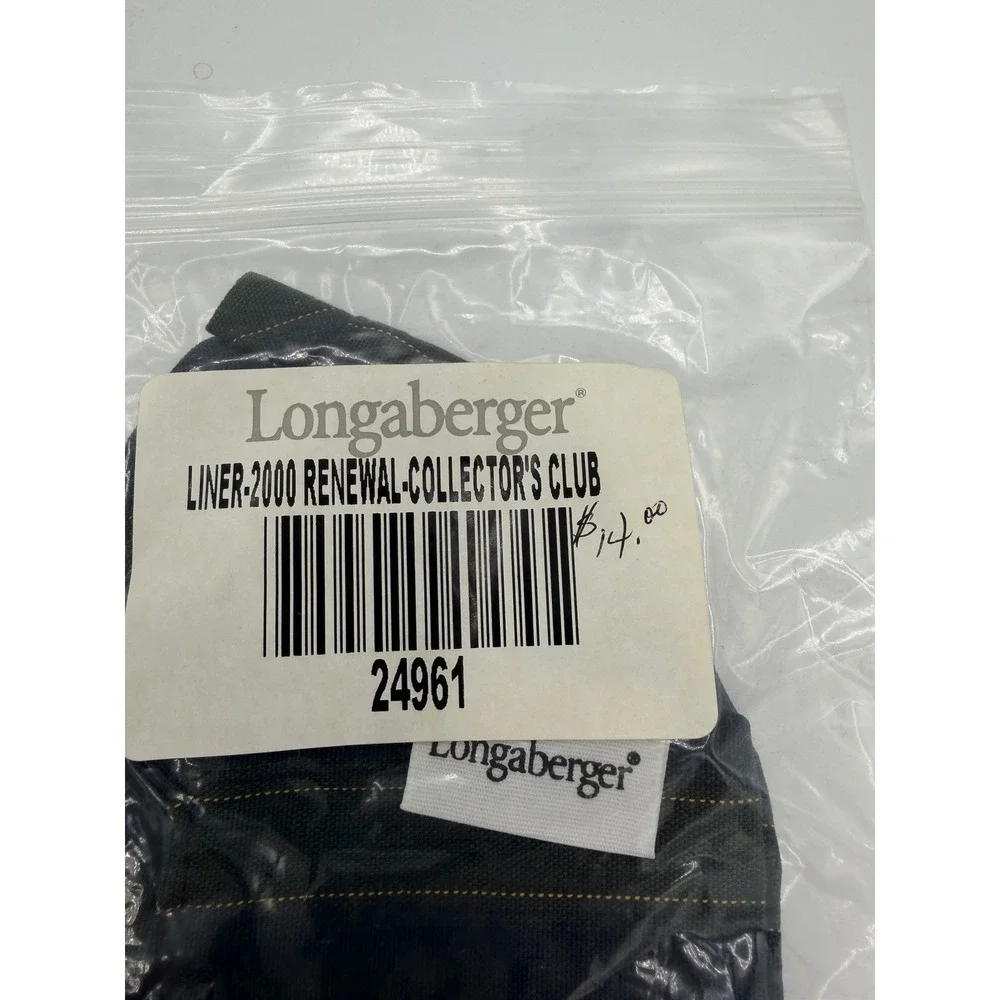🧺⭐ Longaberger‎ 2000 Renewal Basket Liner Only – CC Membership Stripe – NOS